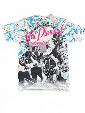 Neil Diamond Tour Tee 1993 All Over Print AOP Vintage Concert Shirt Men's Medium